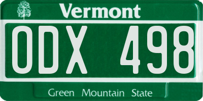 VT license plate ODX498