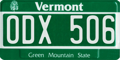 VT license plate ODX506