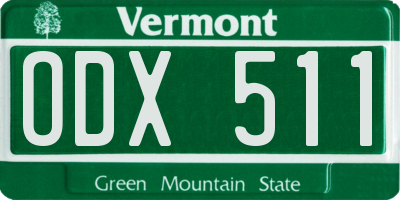 VT license plate ODX511