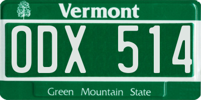 VT license plate ODX514