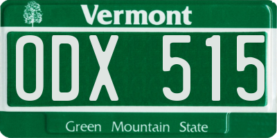 VT license plate ODX515