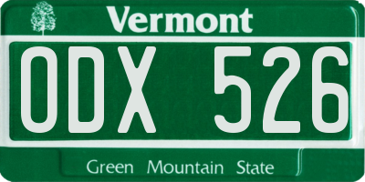 VT license plate ODX526