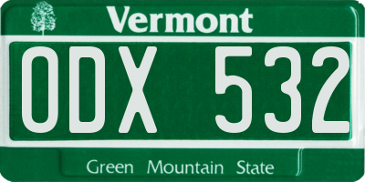 VT license plate ODX532