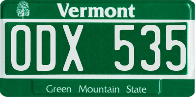 VT license plate ODX535