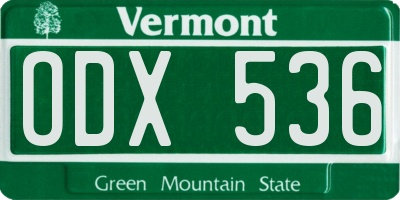 VT license plate ODX536