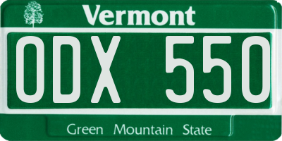 VT license plate ODX550