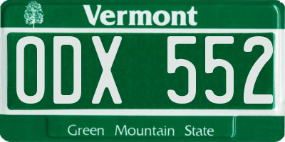 VT license plate ODX552