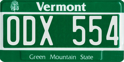 VT license plate ODX554