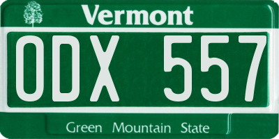 VT license plate ODX557