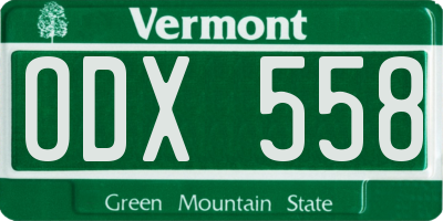 VT license plate ODX558