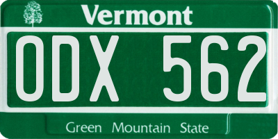VT license plate ODX562