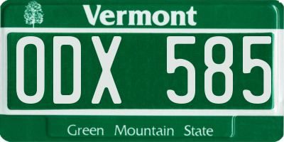 VT license plate ODX585