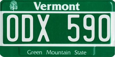 VT license plate ODX590