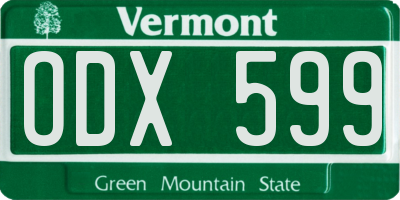 VT license plate ODX599