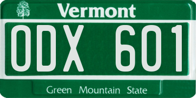 VT license plate ODX601