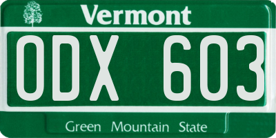 VT license plate ODX603
