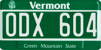 VT license plate ODX604
