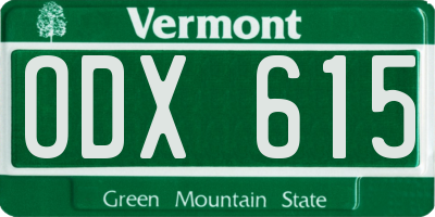 VT license plate ODX615