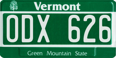 VT license plate ODX626