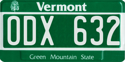 VT license plate ODX632