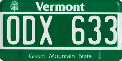 VT license plate ODX633