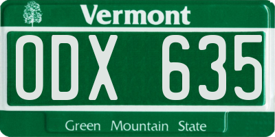 VT license plate ODX635