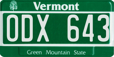 VT license plate ODX643