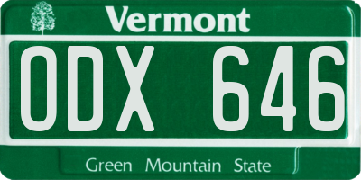 VT license plate ODX646