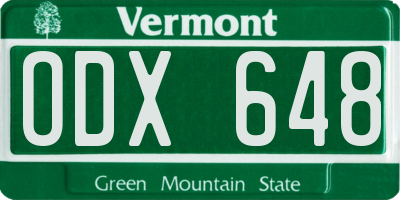 VT license plate ODX648