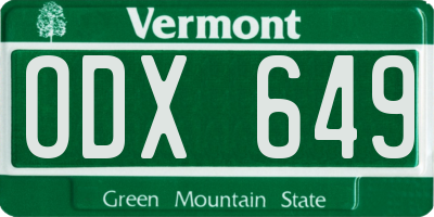 VT license plate ODX649