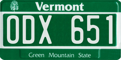 VT license plate ODX651