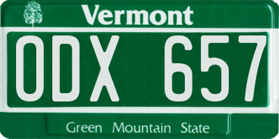 VT license plate ODX657