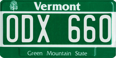 VT license plate ODX660