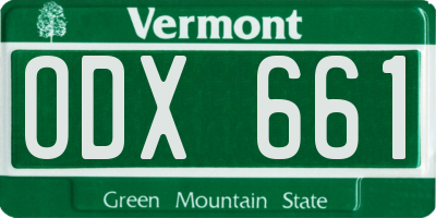 VT license plate ODX661