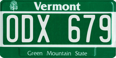 VT license plate ODX679