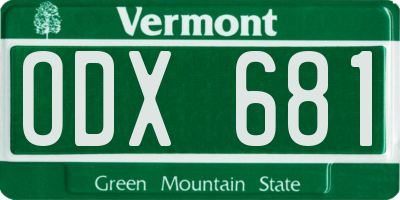 VT license plate ODX681