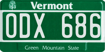 VT license plate ODX686