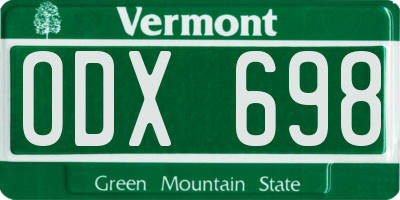 VT license plate ODX698