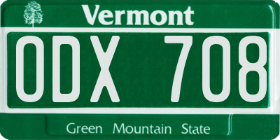 VT license plate ODX708