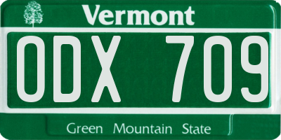 VT license plate ODX709