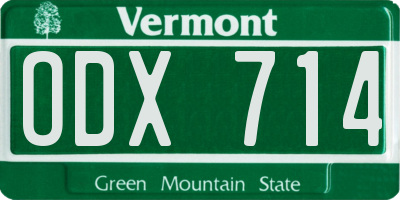 VT license plate ODX714