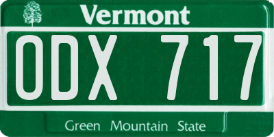 VT license plate ODX717