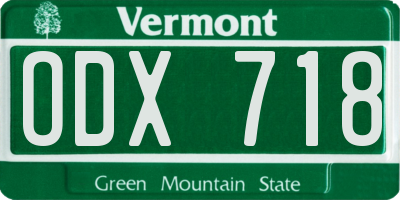 VT license plate ODX718