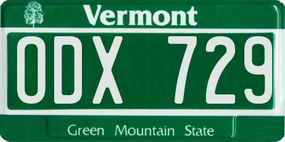 VT license plate ODX729