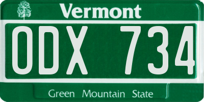 VT license plate ODX734