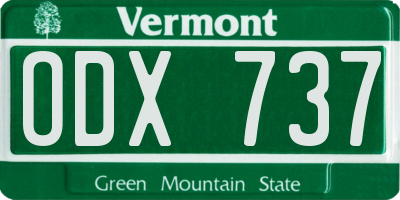 VT license plate ODX737