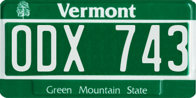 VT license plate ODX743