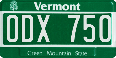 VT license plate ODX750