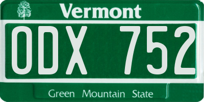 VT license plate ODX752