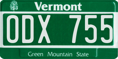 VT license plate ODX755